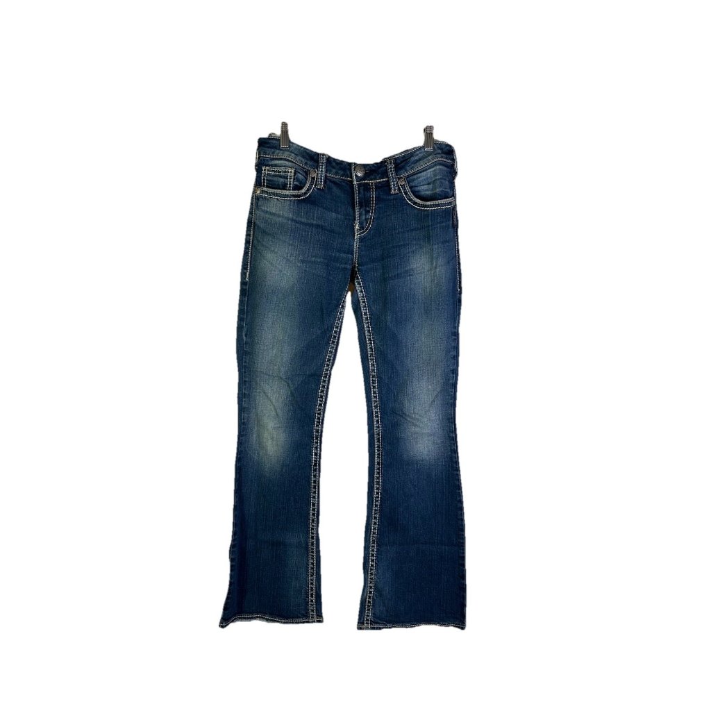 Silver Jeans Aiko Thick Stitched Mid Rise Bootcut Denim Blue Jeans